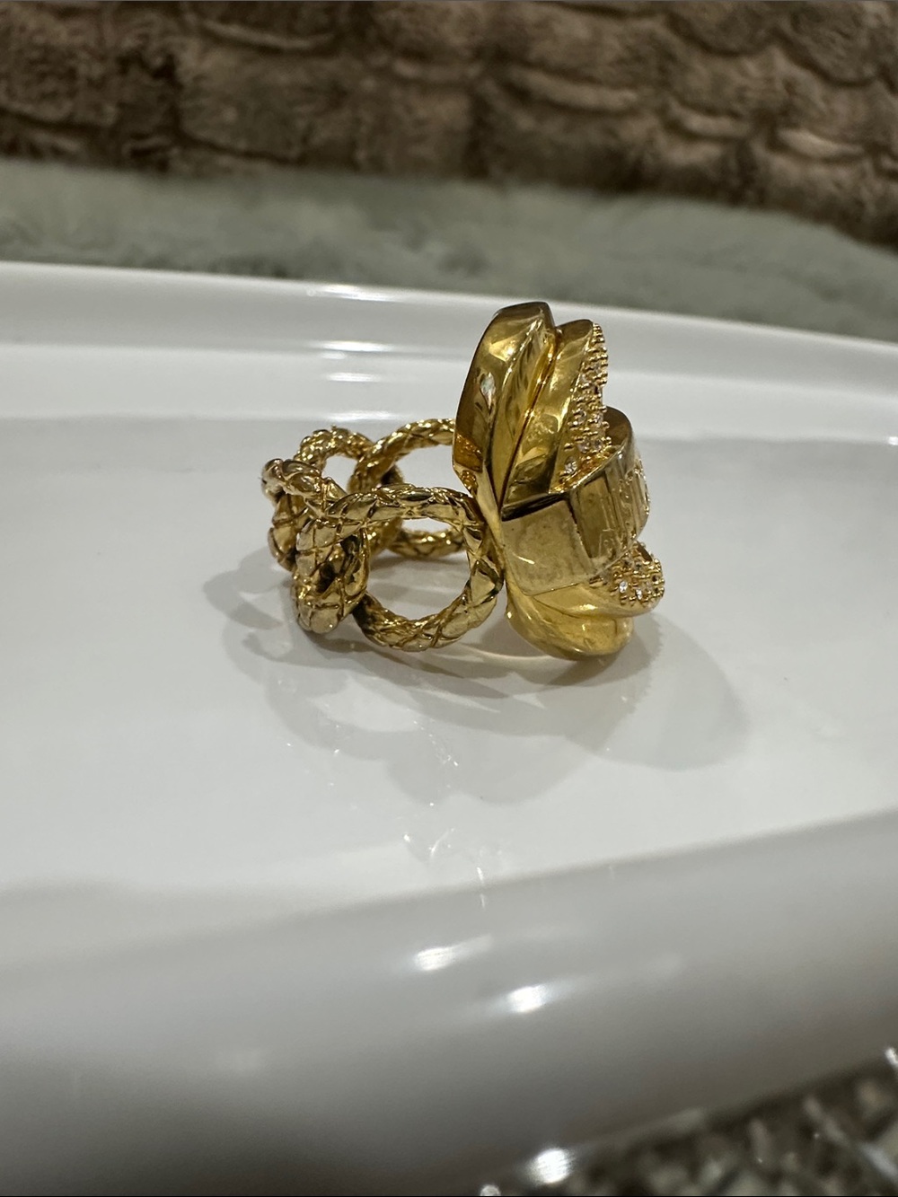 ROBERTO CAVALLI Gold-Tone Crystal Accent Bracelet and Ring Set - Picture 7 of 10